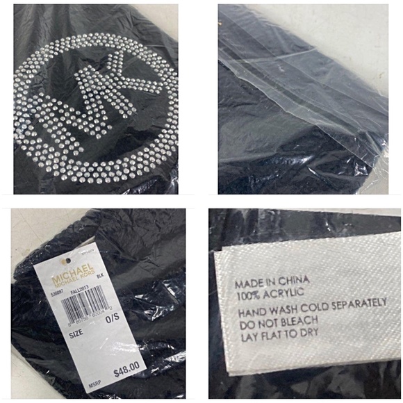 NIP / NWT Michael Kors MK Logo Silver Studded Black Muffler Scarf 536097 - Picture 6 of 11